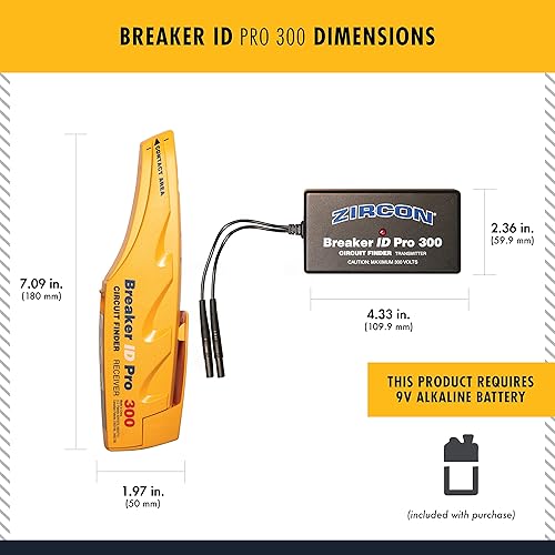Miniatura 6 de Zircon Breaker ID Pro 300 - Kit de buscador de disyuntores eléctricos, transmisor, receptor y adaptadores para sistemas de 120 V240 V, uso