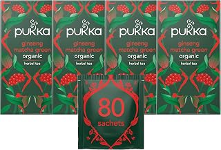 Pukka Herbs, Ginseng Matcha Green Organic Herbal Tea, Ginseng, Lemongrass, Ginger, Matcha and Green Tea, Perfect For Everyday Green Vitality, 4 packs, 80 Sachets