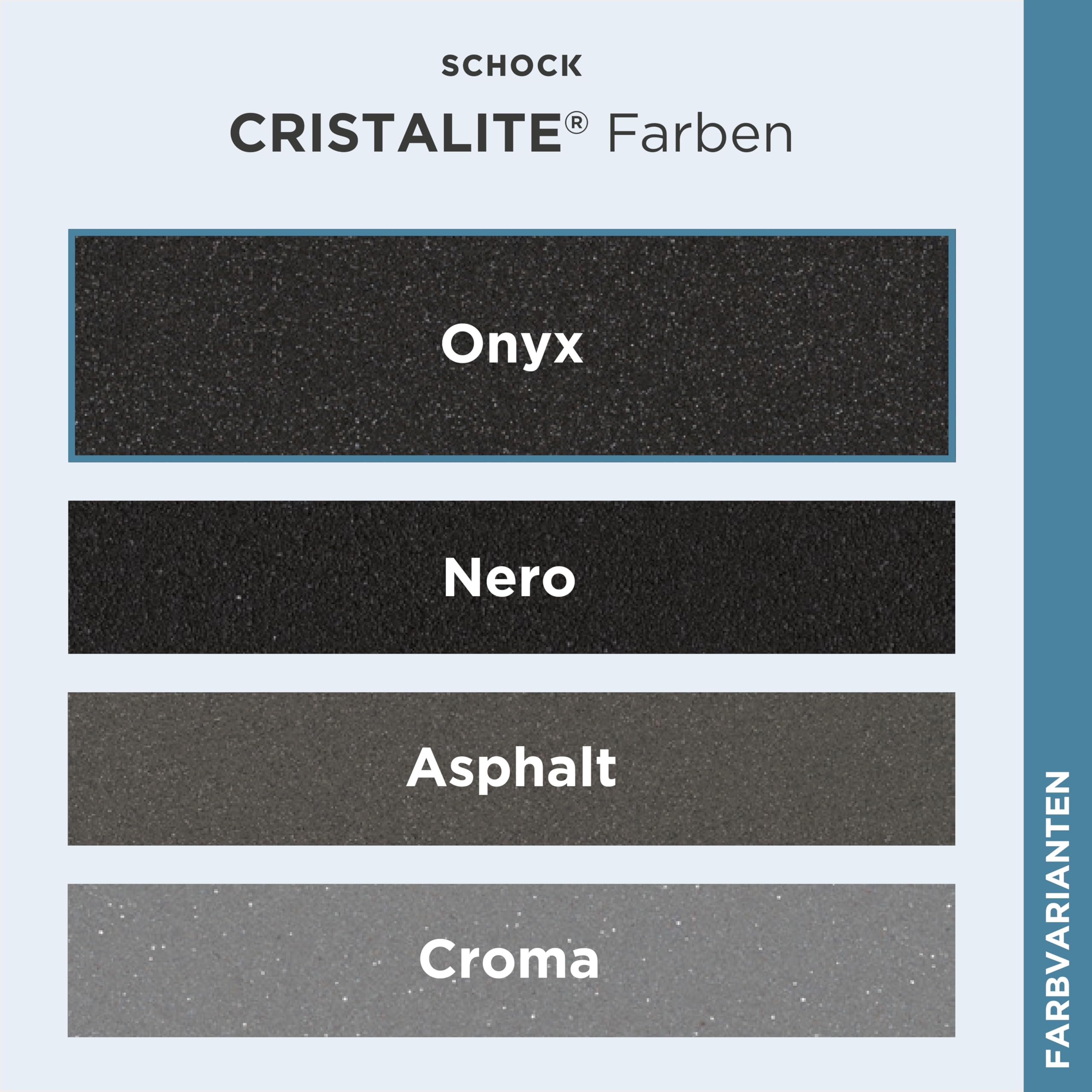 SCHOCK Küchenspüle Formhaus D-100 Onyx 86x50 cm | Granitspüle aus CRISTALITE Schwarz mit Abtropffläche | Spüle für 45 cm Unterschrank | Reversible Einbauspüle | Robuste Quarzkomposit-Oberfläche