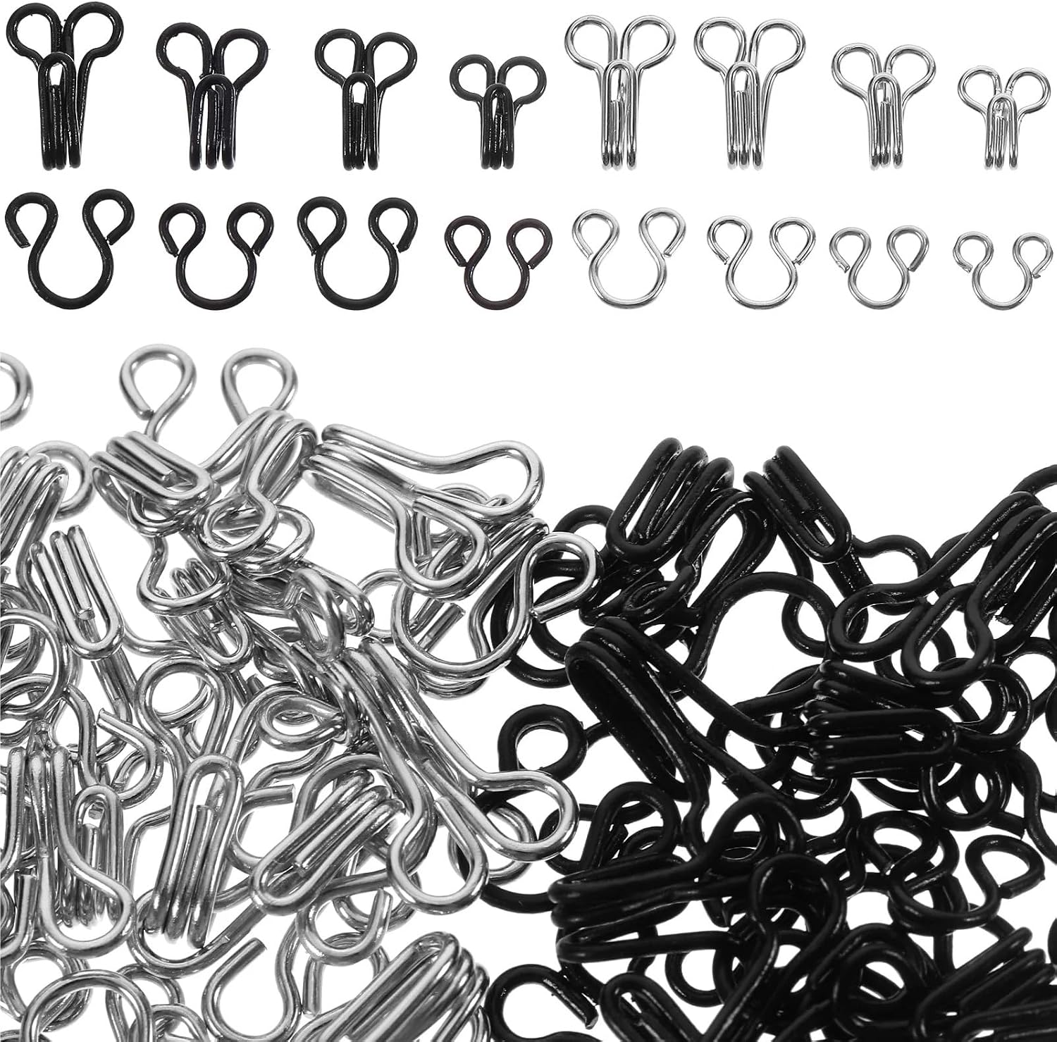 Sew On Hook and Eye 500 Pcs Bra Hooks Metal Sewing Eyes Closure for Clothing Skirts Trousers Repair