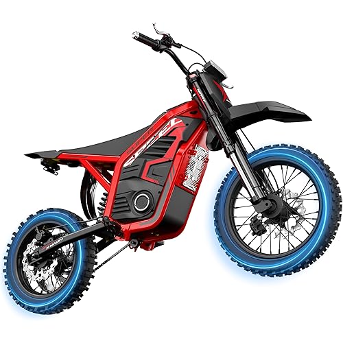 NOVA X Electric Dirt Motorcycle, 46 MPH 4000W Motor, 40° Climbing with 2849 Certified 48V 22.8Ah Removable Battery, Full Suspension Hydraulic Brakes, Mountain Off-Road for Teens Adults Red