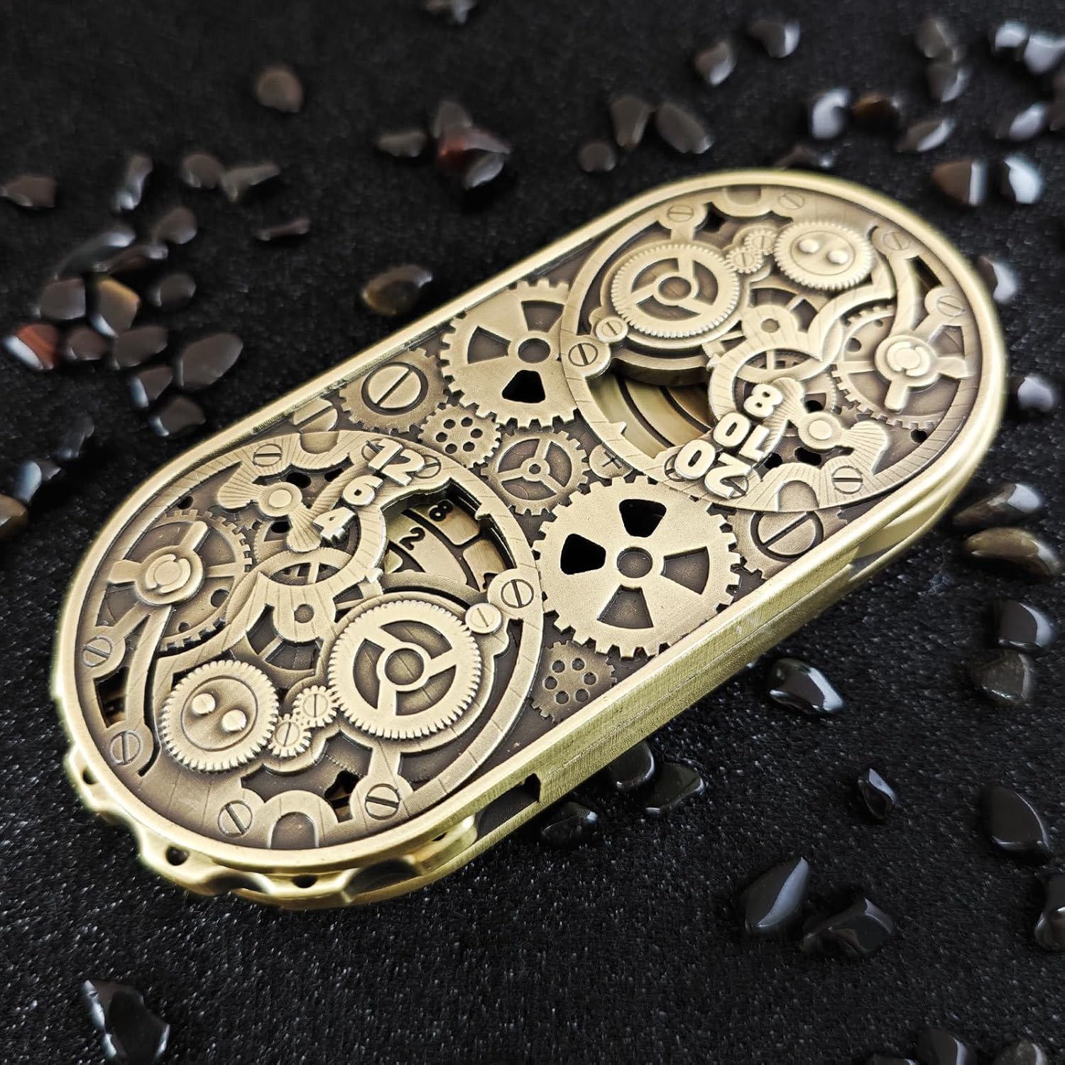 Wheel of Time DND Spinner Dice, Metal Dice Set with Gift Case for DND Gamer, Polyhedral Roleplay Game Dice, Fantasy D&D Tabletop RPG Accessories Gift (Bronze)