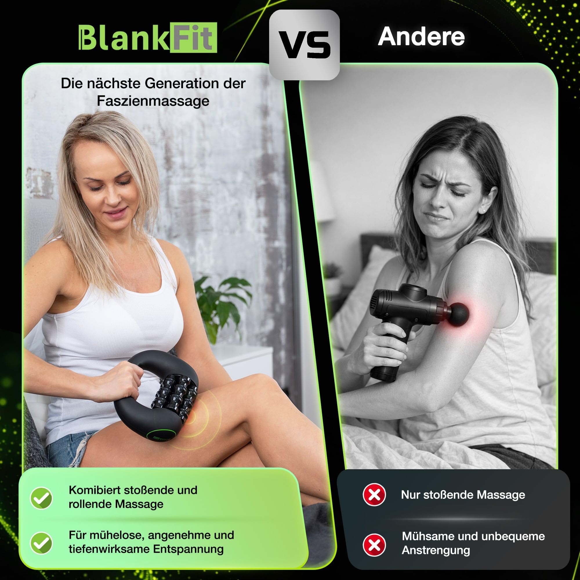 Elektrische Faszienrolle mit Rotation – Tiefengewebe-Massagegerät für Beine, Rücken & Arme – 3 Intensitätsstufen – Freihand-Station – Muskelregeneration & Faszienmassage