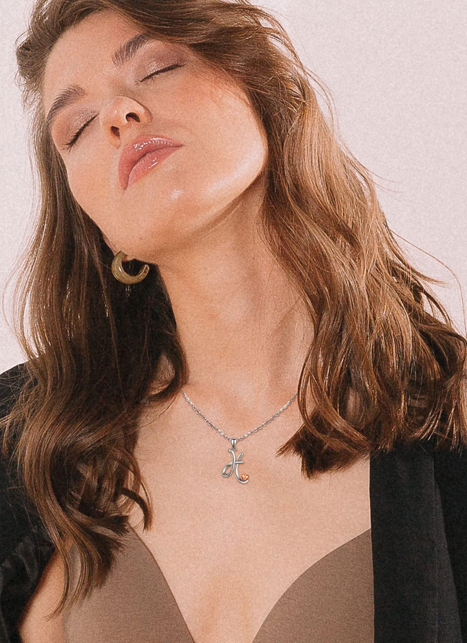 CELESTIA Mujer Collar Letras con Colgantes Inicial Nombre de Plata de Ley 925 Oro Rosa Joyas Personalizado Regalos para Hija Hermana Mujeres Joven Cumpleaños Navidad
