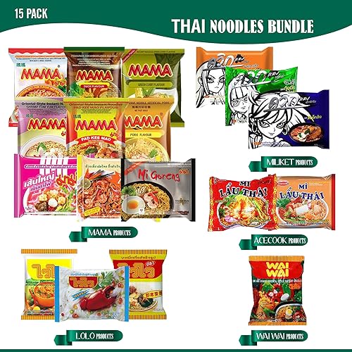 Miniatura 2 de FOODIE BOXX Paquete variado de fideos ramen instantáneos asiáticos con galletas y palillos (tailandés)