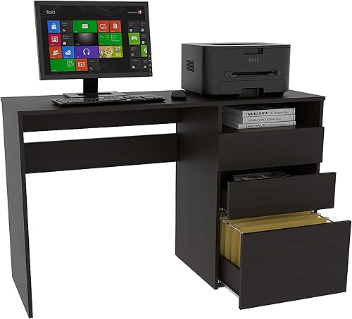 Miniatura 4 de Louisiana - Escritorio para computadora, con tres cajones, color negro wengué para oficina