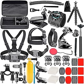 Kit de acessórios para câmera de ação 50 em 1, compatível com Hero10/Hero9/Hero8/Hero7, Max, Fusion, DJI Osmo Action/Action 2, AKASO, APEMAN, Camppark,