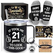 MOTONG 21st Birthday Gifts for Men - Unique Funny Gift Baskets for 21st Men, 7Pcs 21 Years Old Mens Birthday Gifts Ideas Keepsake, Presents for Son, Friend, Brother, Lover