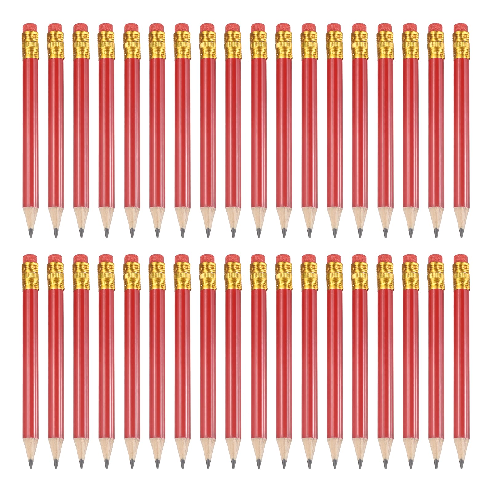 PATIKIL 36 Pack HB Pencils, 10cm Short Wood Graphite Pencils Thick Portable Golf Scoring Mini Pre Sharpened Erasable Pen with Eraser Bulk for Sport Games Meeting Office Writing, Red