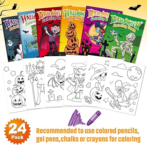 Miniatura 2 de D-FantiX Paquete de 24 libros para colorear de Halloween para niños, recuerdo de fiesta de Halloween para niños, bolsas de golosinas de Halloween,