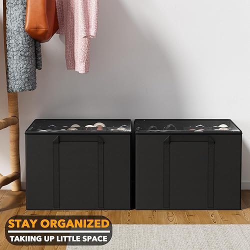 Miniatura 6 de SpaceAid Organizador de zapatos para armario, paquete de 2 contenedores plegables de almacenamiento de zapatos, cestas con divisores ajustables, se