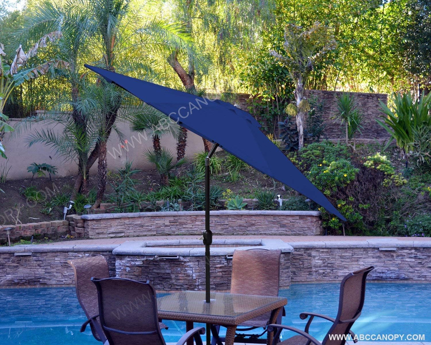 ABCCANOPY Bundle: 1 Sets of 9ft Outdoor Umbrella Replacement Top Patio Umbrella Navy Blue and 1 Sets of 9' Patio Umbrella Table Market Umbrella with Push Button Tilt Turquoise