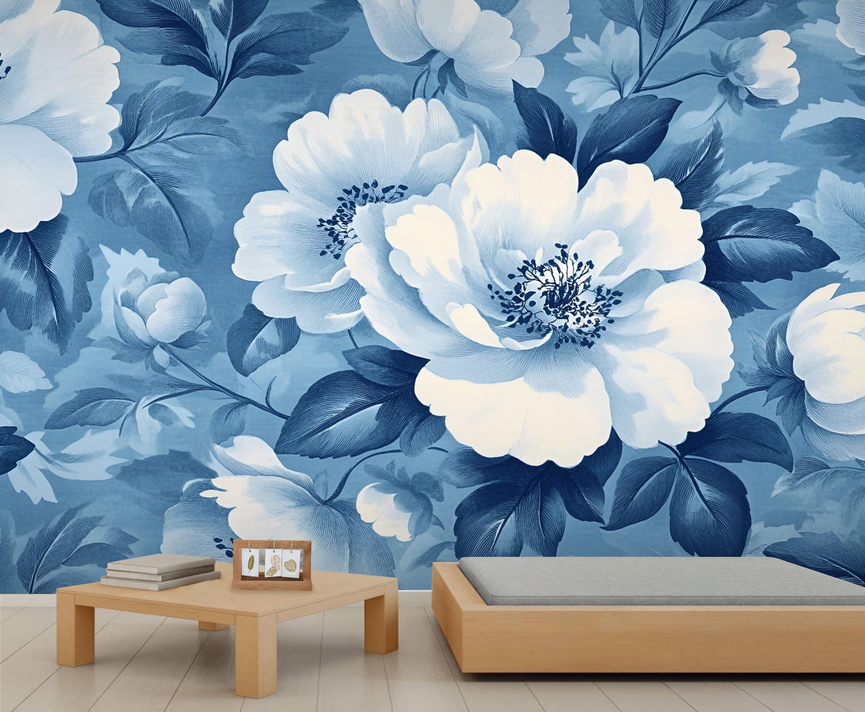 Papier peint floral rétro 490x350 cm grande aquarelle salon