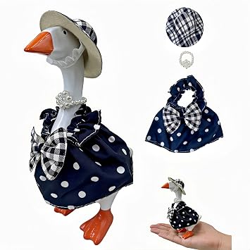 Desk Goose Outfits 7 Inches for Mini Desktop - Cute Mini Desk Goose Clothes Set with Accessories for Home Office Decor Black Polka dots