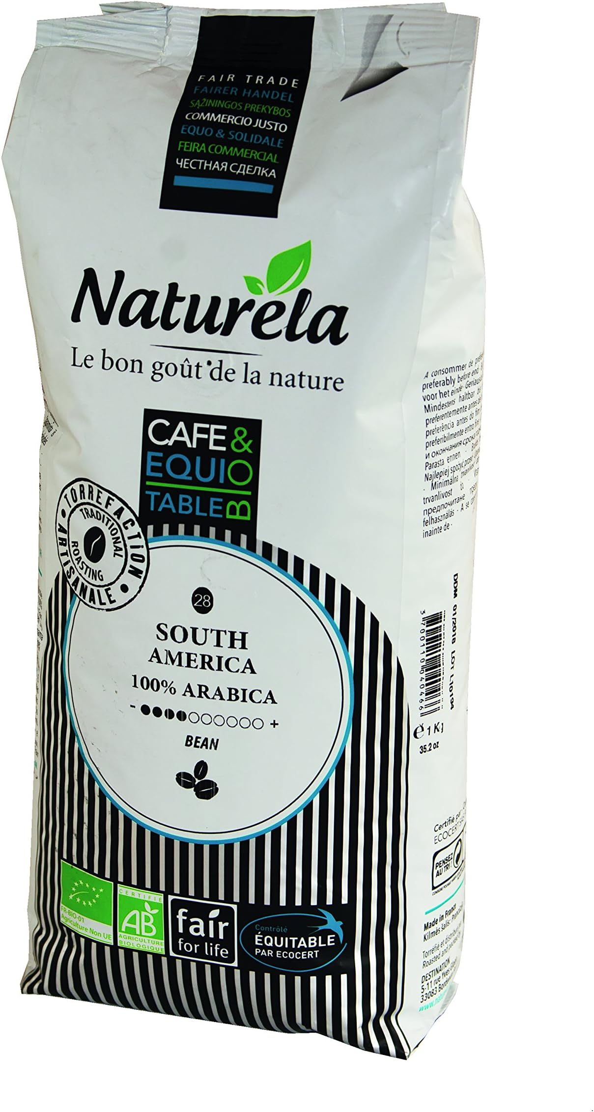 Premium Organic Coffee Beans Naturela S.America, 100% Arabica, Fair trade (1kg.)