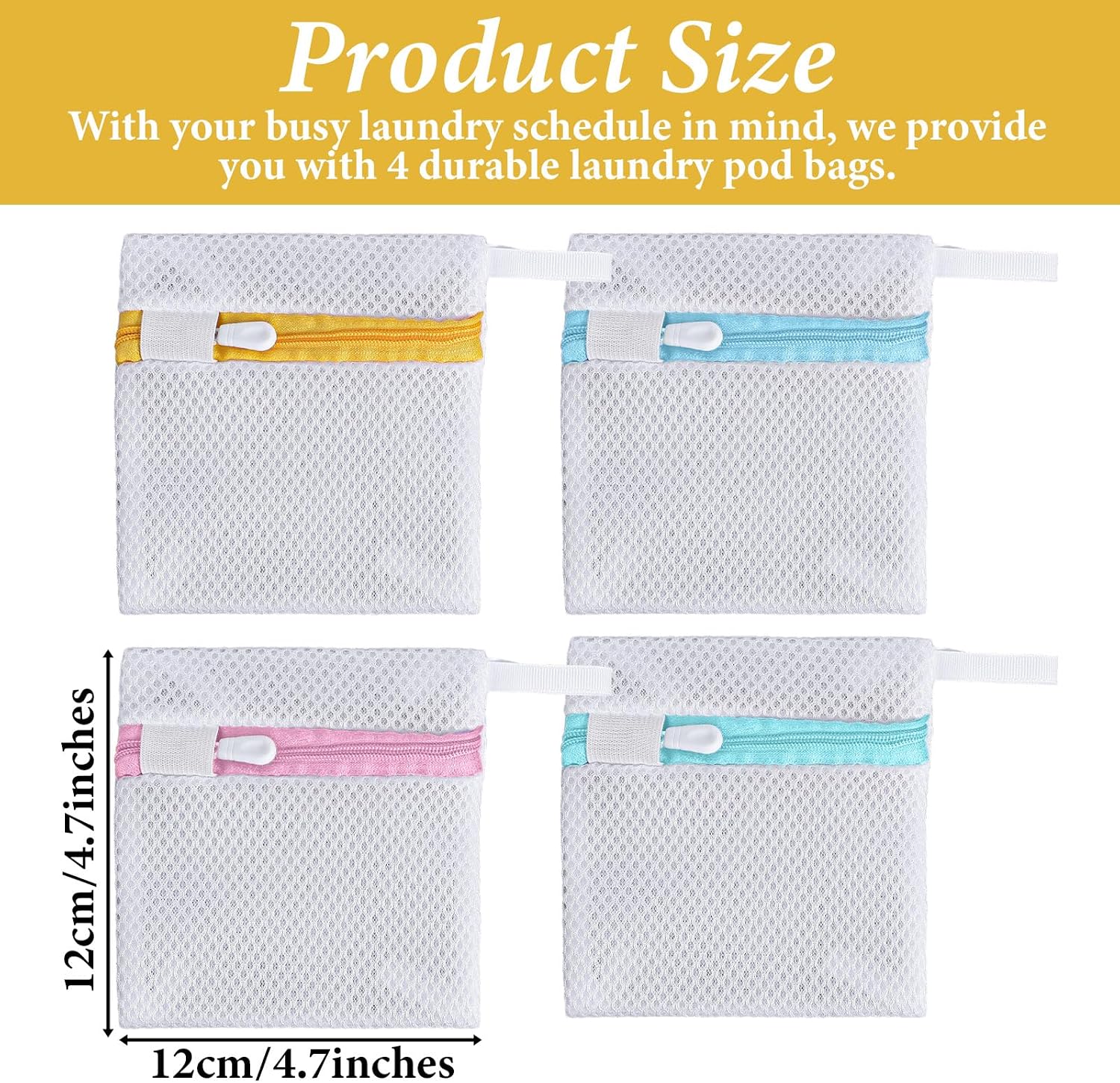 4PCS Detergent Pacs Wash Bags, Laundry Pod Anti-Sticking Bag