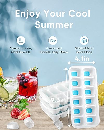 Miniatura 3 de Paquete de 4 bandejas para cubitos de hielo con tapa y contenedor, bandejas de cubitos de hielo para congelador con caja de hielo, bandejas de hielo