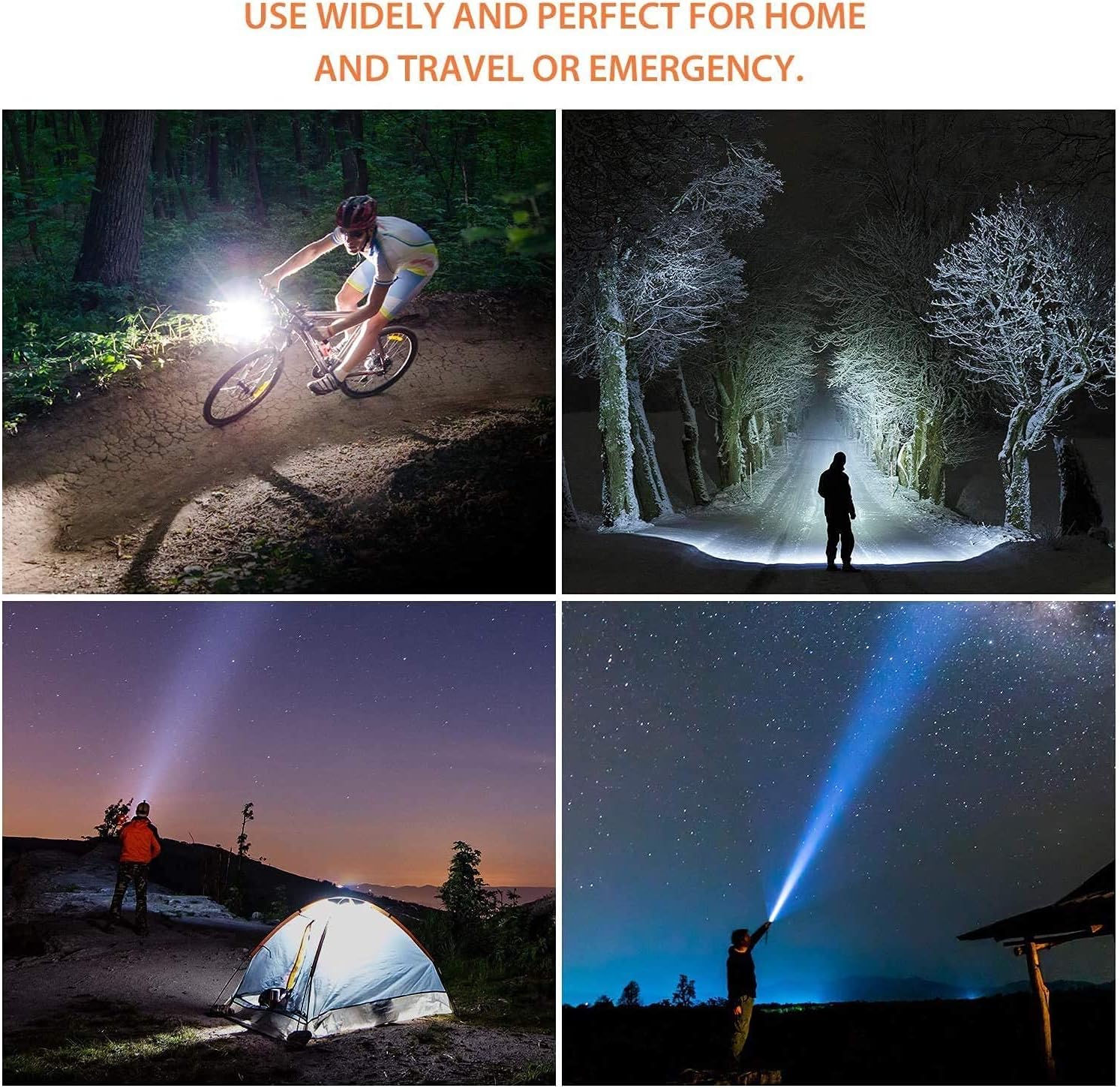 outlite A100 Portable 2000 Lumens Handheld LED Flashlight with Adjustable Focus and 5 Light Modes, Outdoor Water Resistant Flashlights High Lumens, Tactical Flashlight for Camping Hiking Emergency