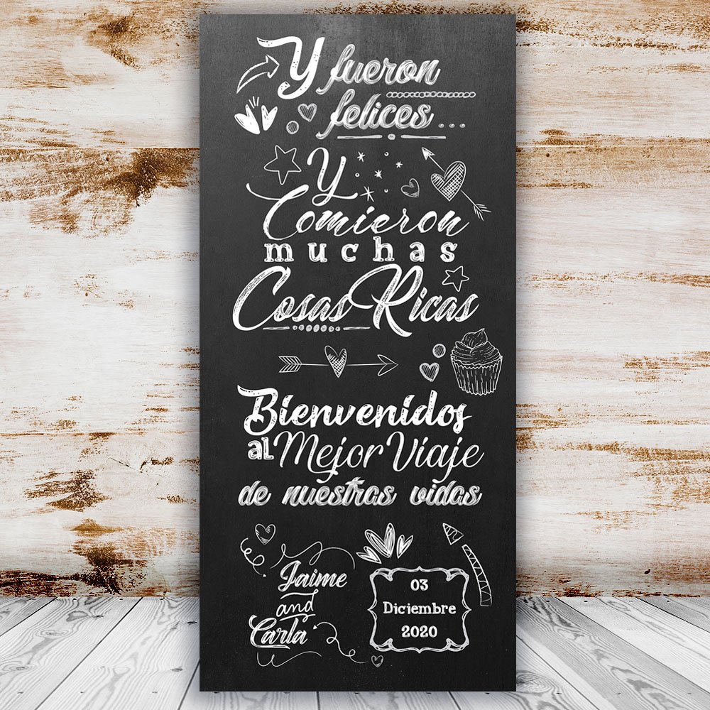 Decoración Boda | Cartel Boda Cosas Ricas | 70cm x 150cm