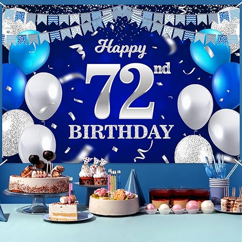 Vista 284 de Cartel de feliz cumpleaños número 31, globos azul marino, bandera de confeti a rayas, puntos de luz, saludos a 31 años, decoración temática