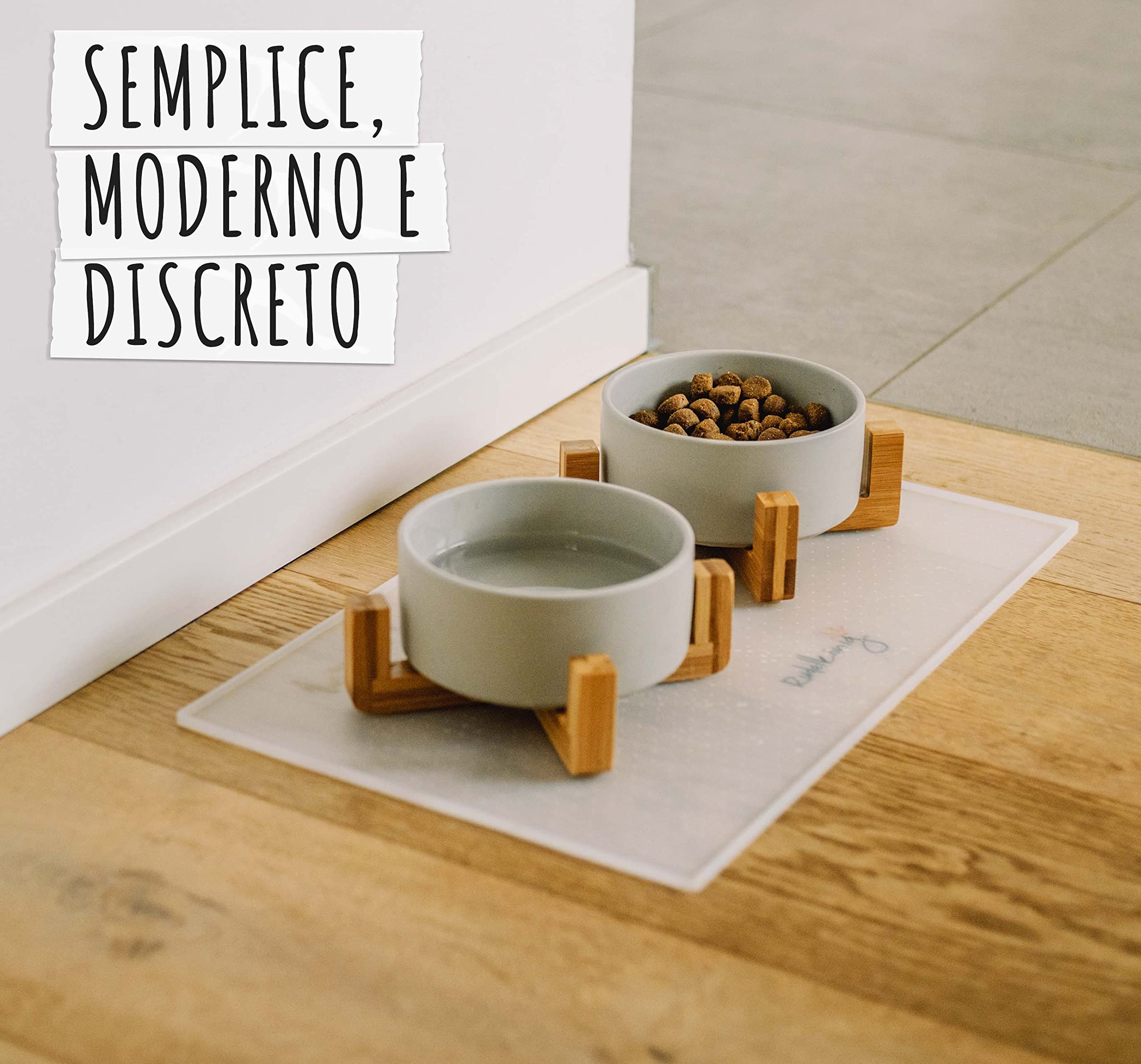 Tappetino Sottociotola Per Cani E Gatti - Impermeabile, In Silicone, 48x30cm | Con Bordi Rialzati, Grigio - Foto 4