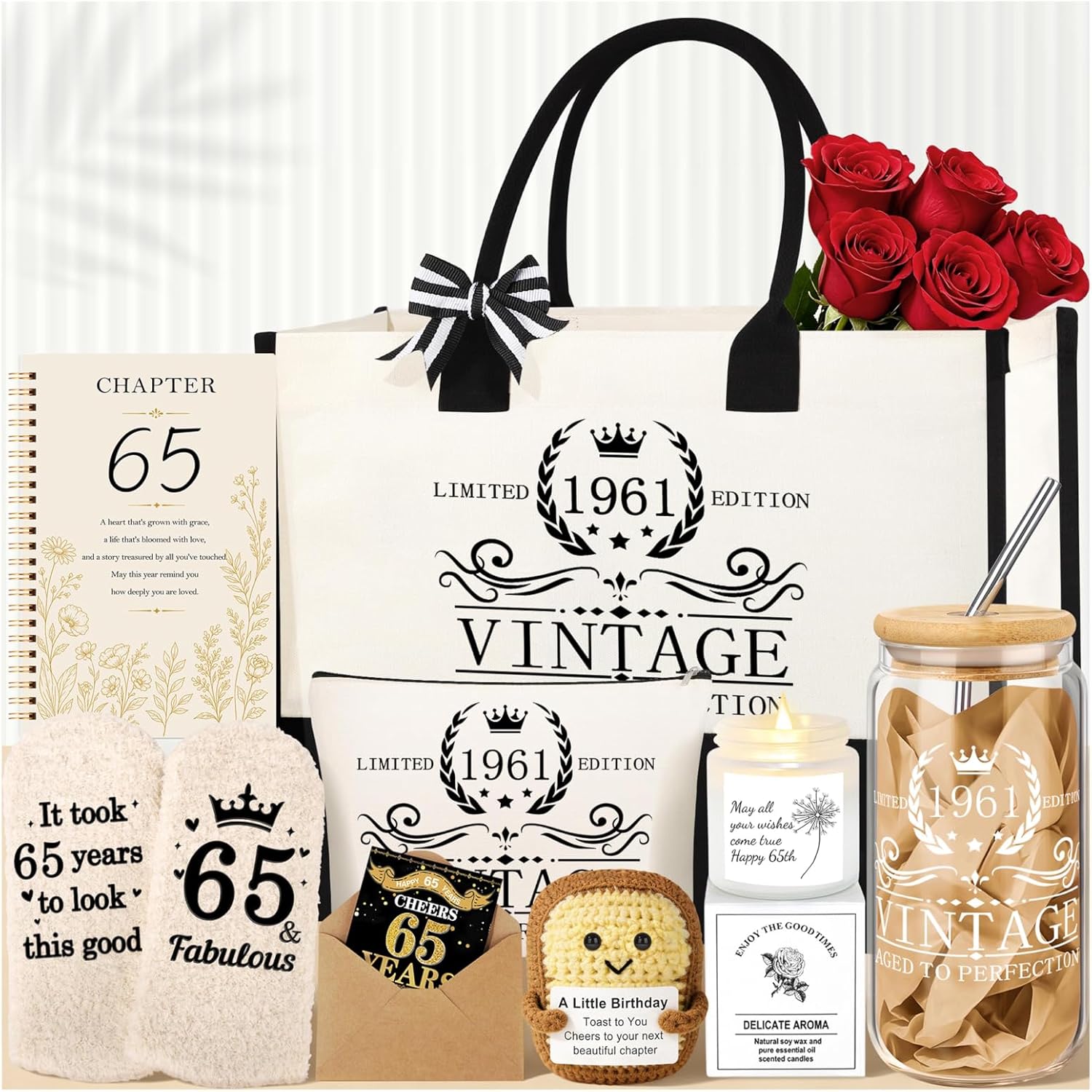 DOGMEM Birthday Gifts for Women Tote Bag Birthday Gift Set for Women