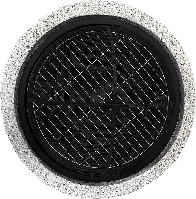 Brasero redondo de acero Teamson Home 24 pulgadas gris miniatura 9