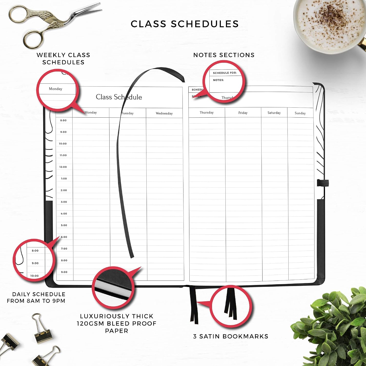 Smart Academic Planner - A5 Size 8.6 x 5.7 inches - Undated Daily Planner for School - Daily, Weekly, and Monthly Scheduling - Student Planner for Maximizing Focus and Productivity (Black)