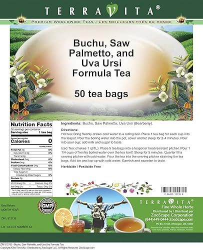 Miniatura 3 de Té de fórmula Buchu, Saw Palmetto y Uva Ursi (50 bolsitas de té, ZIN 512135)