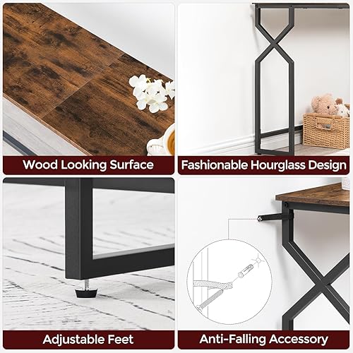 Miniatura 9 de Mesa consola para sofá, mesa de entrada de 44.9 pulgadas con estación de carga, mesa de sofá estrecha, mesa de pasillo, mesa de sofá con puertos