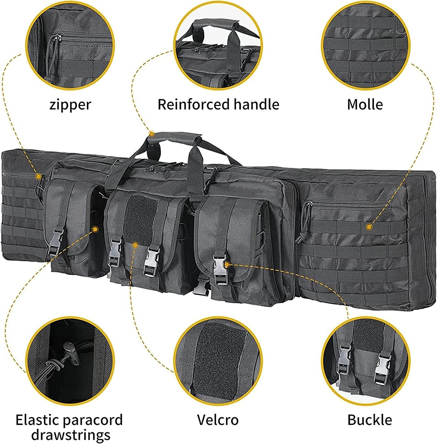 Bolsa de Rifle táctico Plegable,Funda para Fusil Airsoft Funda Escopeta Porta Caza Estuche de Rifle Doble Largo para Caza, Tiro, Pesca, Senderismo