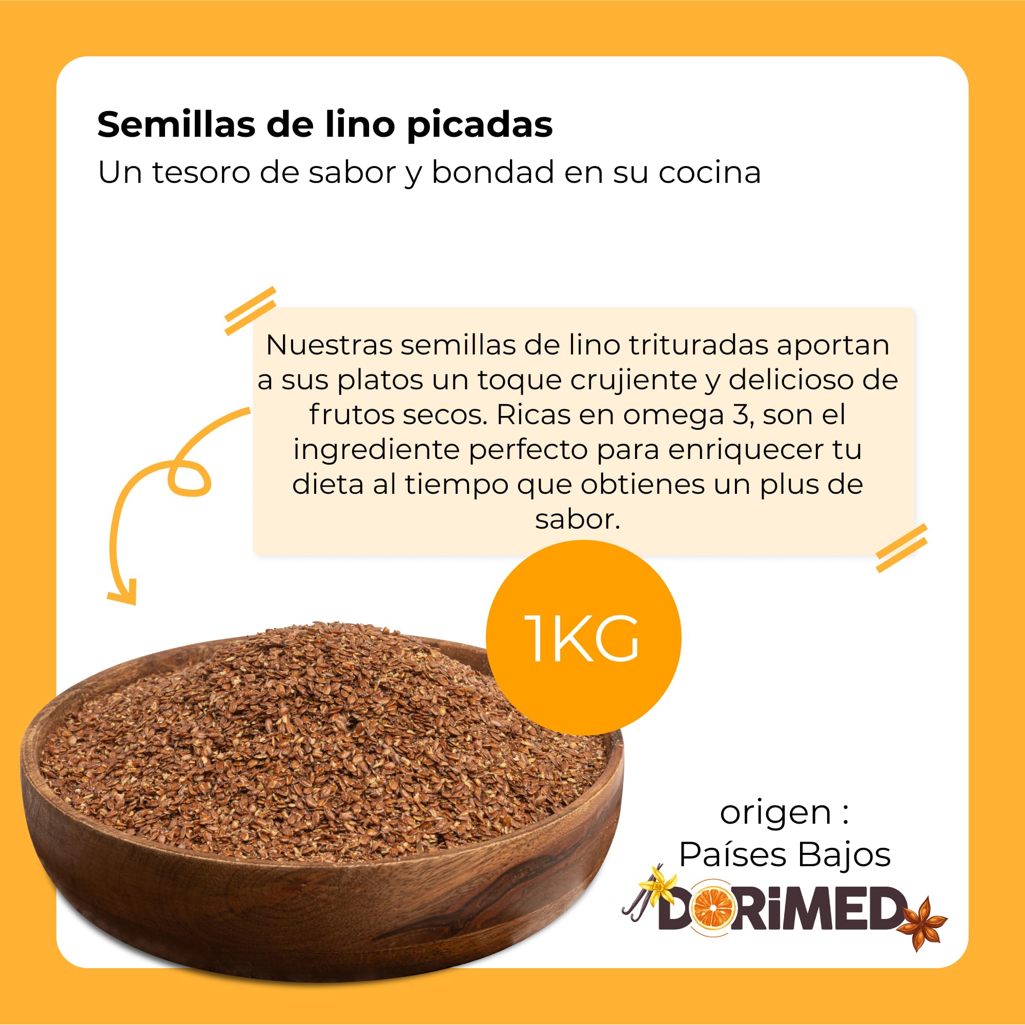 Semillas de Lino Trituradas 1 kg | Linaza Trituradas 1 Kg I Semillas de Cereal Marrón Molidas | Ideal para tomar en Cucharadas y Recetas | De Origen Natural Sin OGM | Vegetarianos Y Veganos | Dorimed
