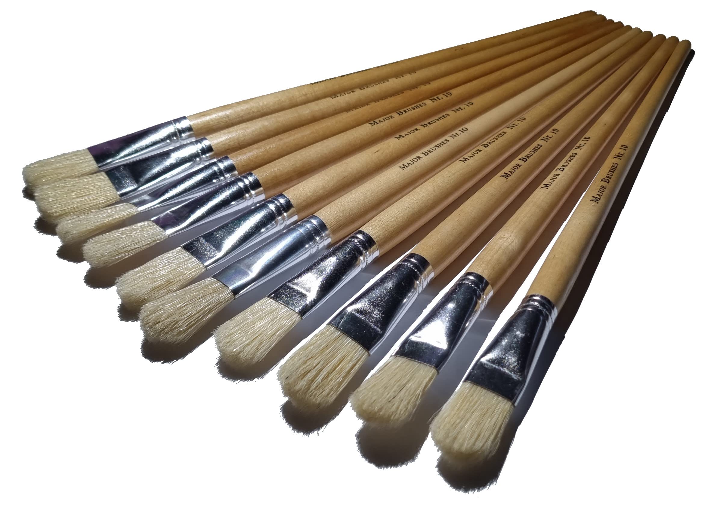 Major Brushes Natural Hog Bristle Filbert Brushes Size 10 - Pack Of 10