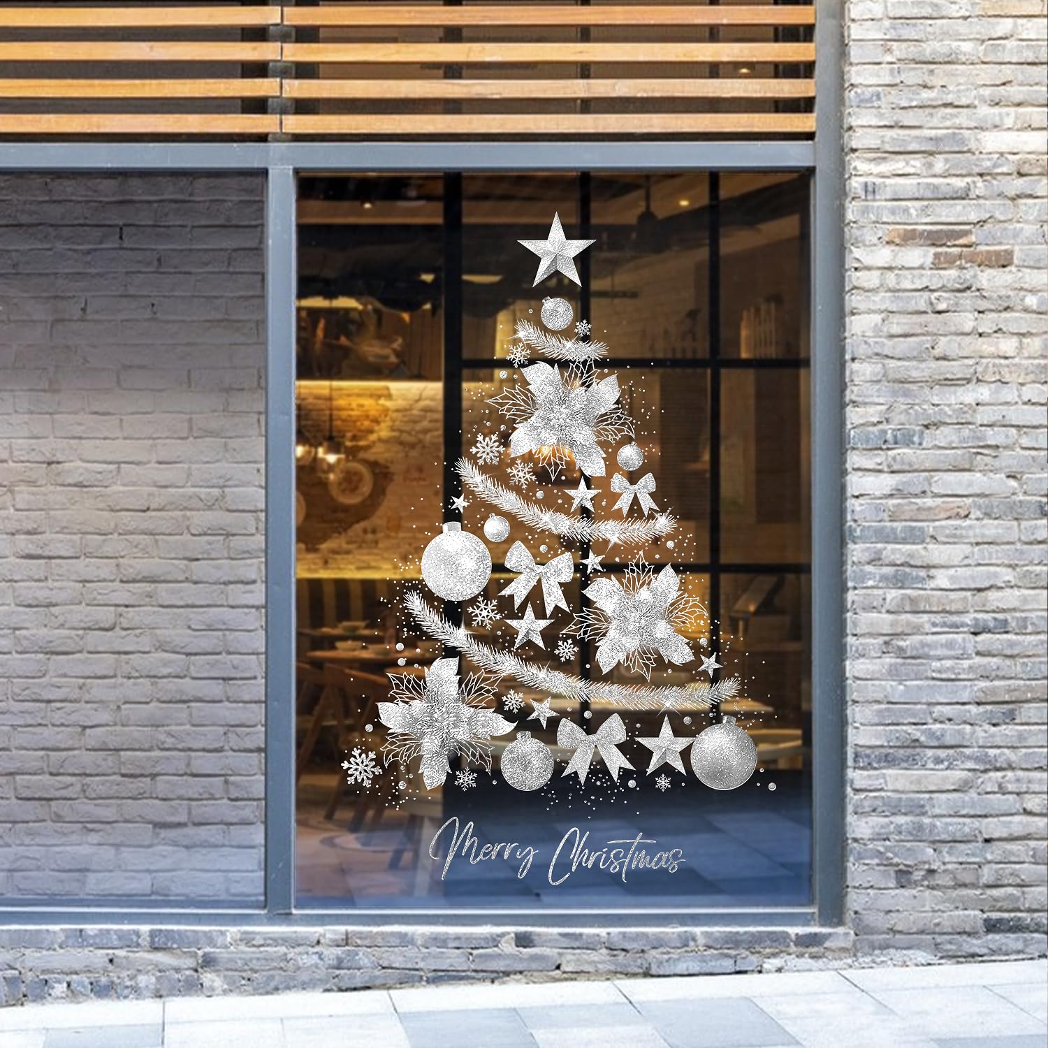 Adesivi per finestre natalizi, set da 18 pezzi - Babbo Natale, renna
