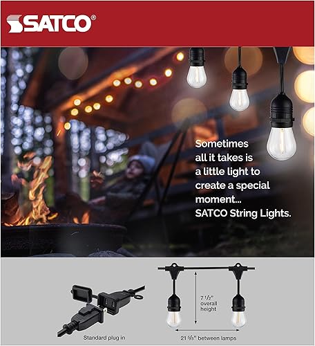 Miniatura 9 de Satco Lighting S8030 Satco Lighting S8030 288 pulgadas de largo 12 luces LED transparentes de 12 W con bombillas S14 y cable negro 2200 K