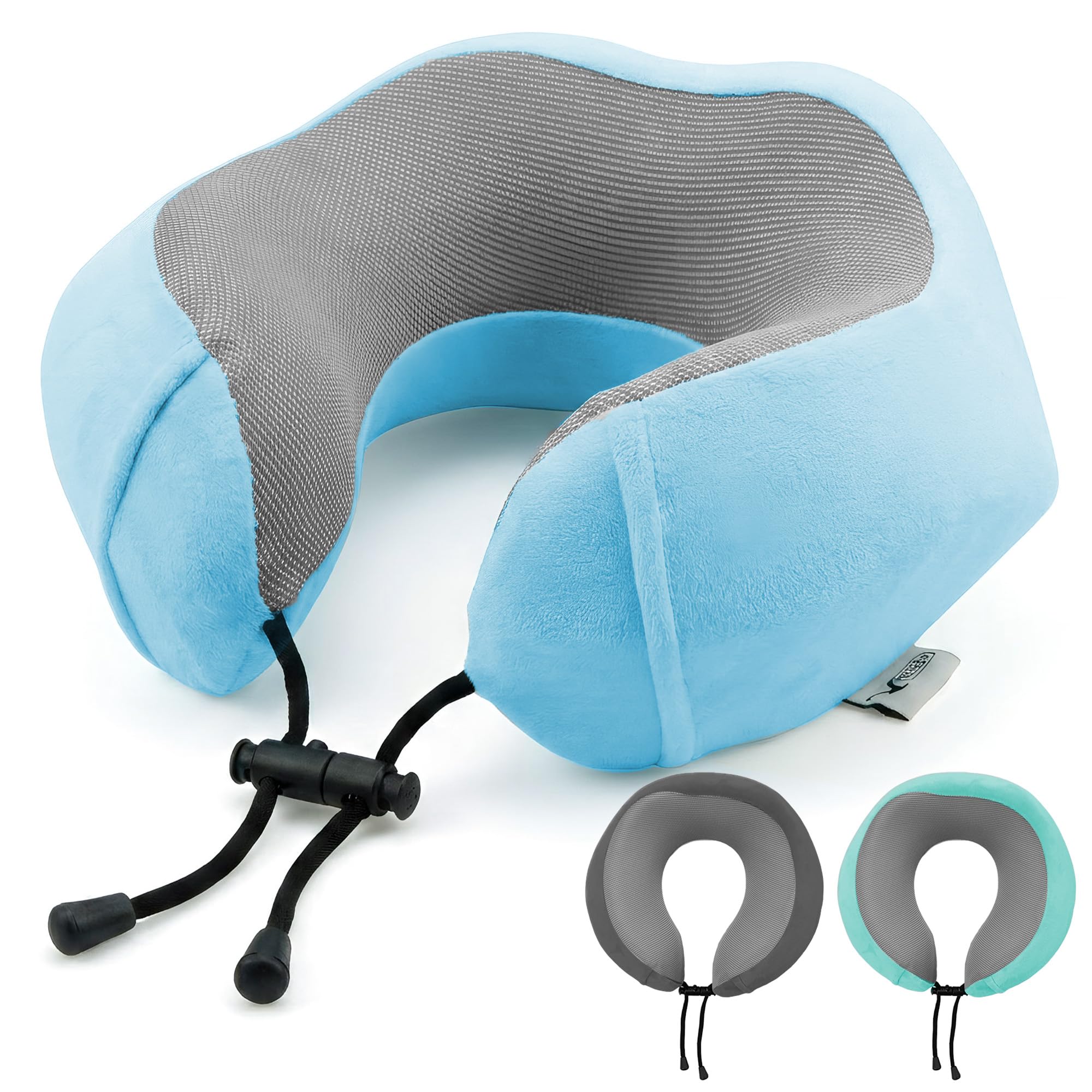 Lugg Aqua Travel Memory Foam Neck Pillow With Buckle – Ergonomic Neck Support In