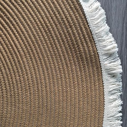 Miniatura 2 de Tapete trenzado de algodón para puerta delantera, cocina, baño, tapete ovalado, absorbente, de secado rápido, reversible, alfombra de sala de estar,