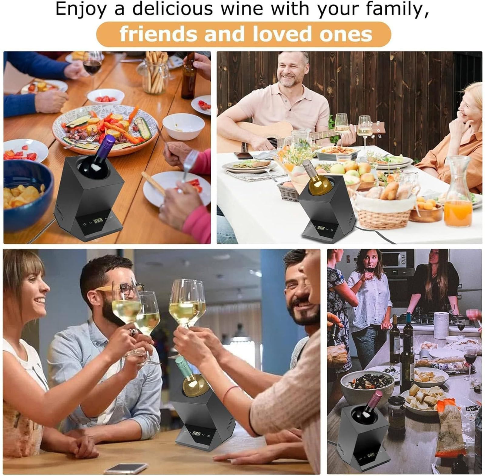 Refrigeratore elettrico per vino, bottiglia singola per vino da 750 ml, mantiene le bevande fredde fino a 24 ore, ideale per birra, acqua, latte e vino