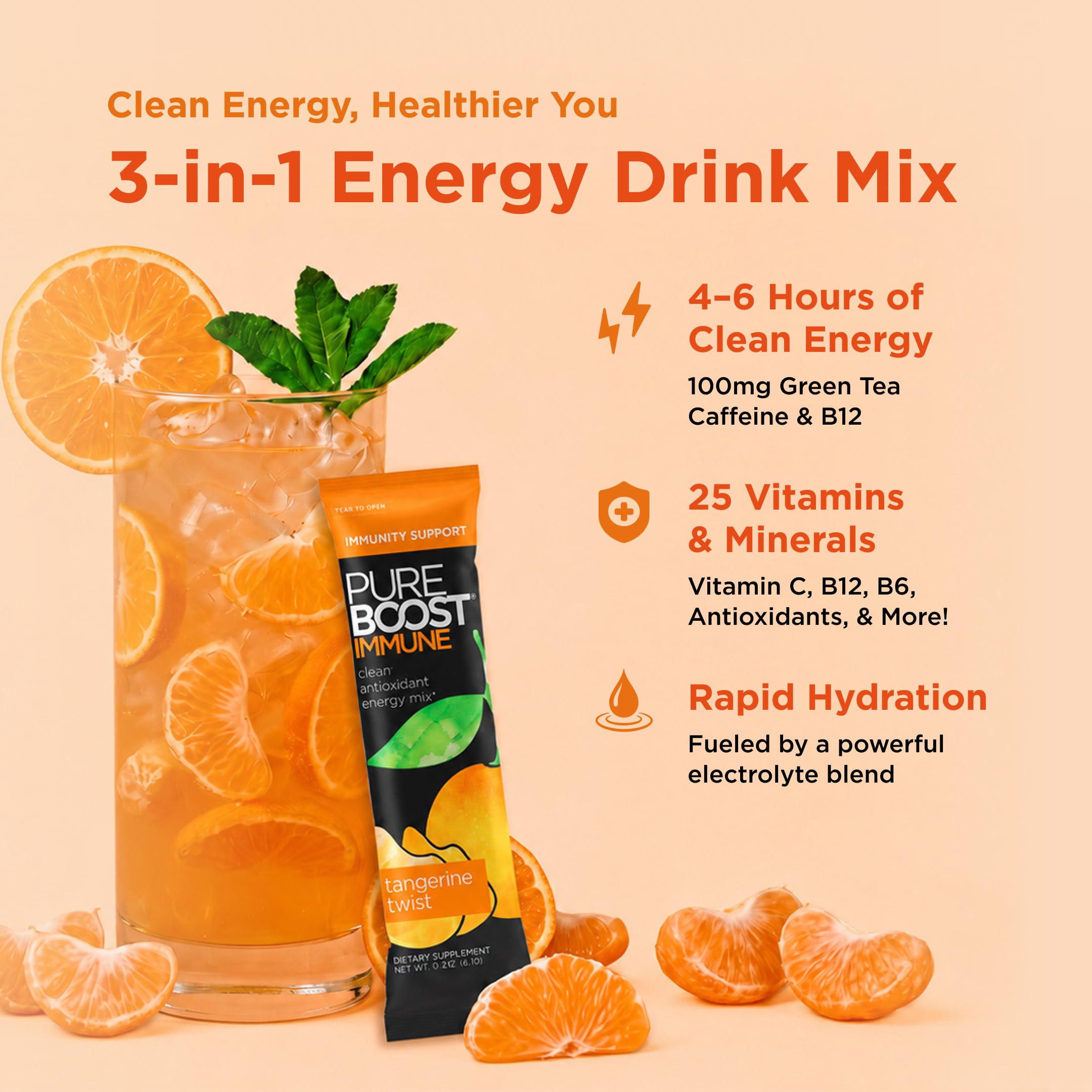 Pureboost Sugar-Free Immune Clean Energy Booster Drink Mix, Combo Pack 30ct — Amazon image 4