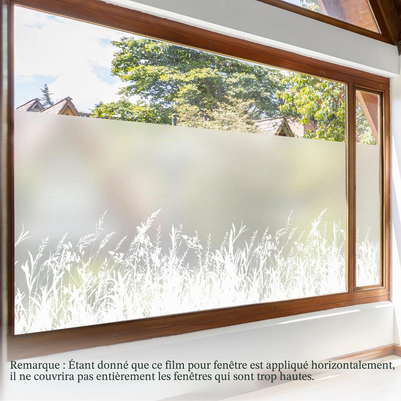 dktie Film pour fenêtre intimité en vinyle dépoli sans colle, film pour fenêtre effet vitrail, film autocollant statique pour plantes amovible pour cuisine, salle de bain, chambre d'enfant 90X200CM