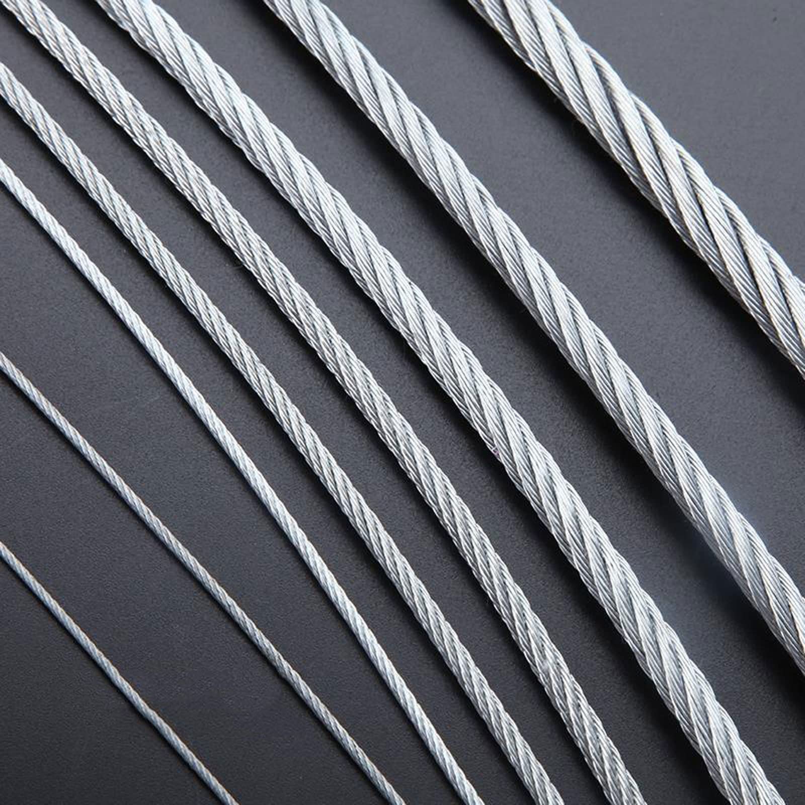Lina stalowa 304 ze stali nierdzewnej, 7x7, linka skręcana z 50 tulejami - 0,5 mm-5 mm (10 m-100 m) do wieszania roślin, lin namiotowych, dekoracji zewnętrznych(3mm 30m)