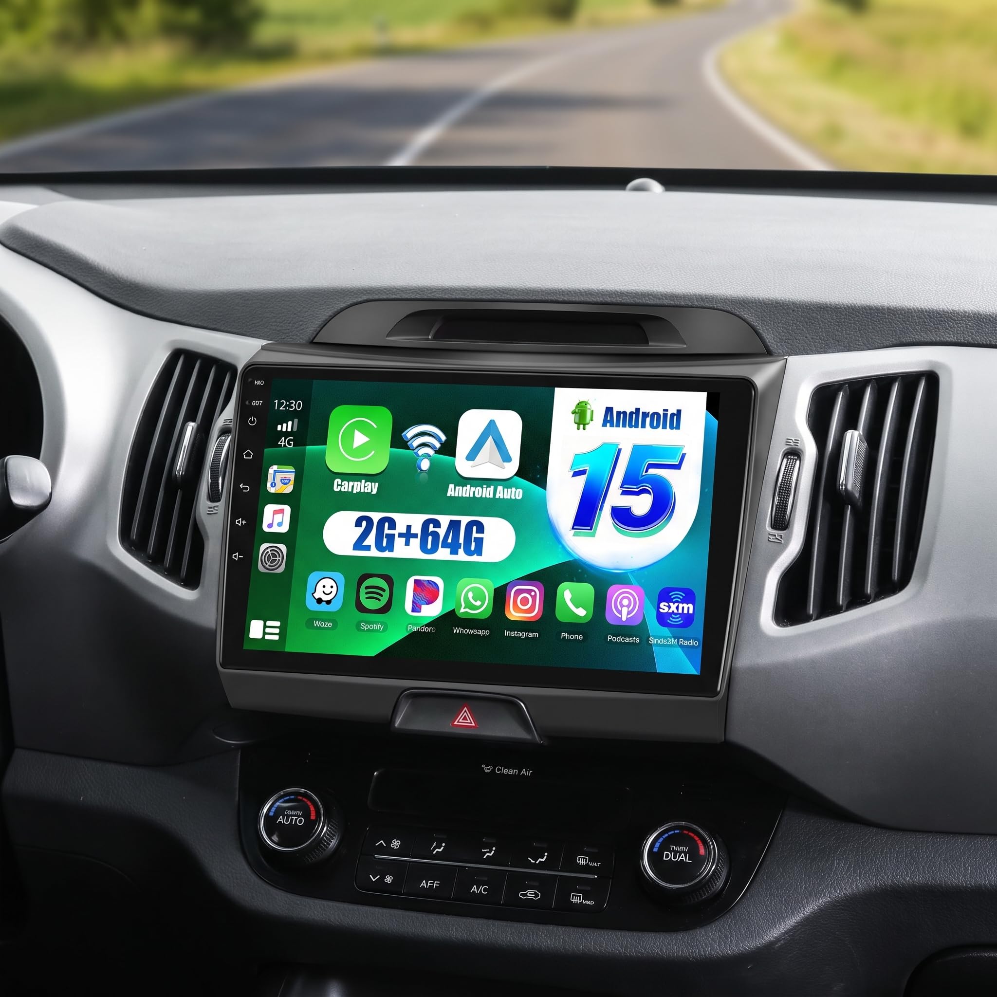 2+64G Android 13 CarPlay Car Stereo Radio for Kia Sportage 2010-2016, 9'' HD Touch Screen Compatible with Android Auto, AHD Backup Camera, Mirror Link, GPS, WiFi, FM RDS-image-49