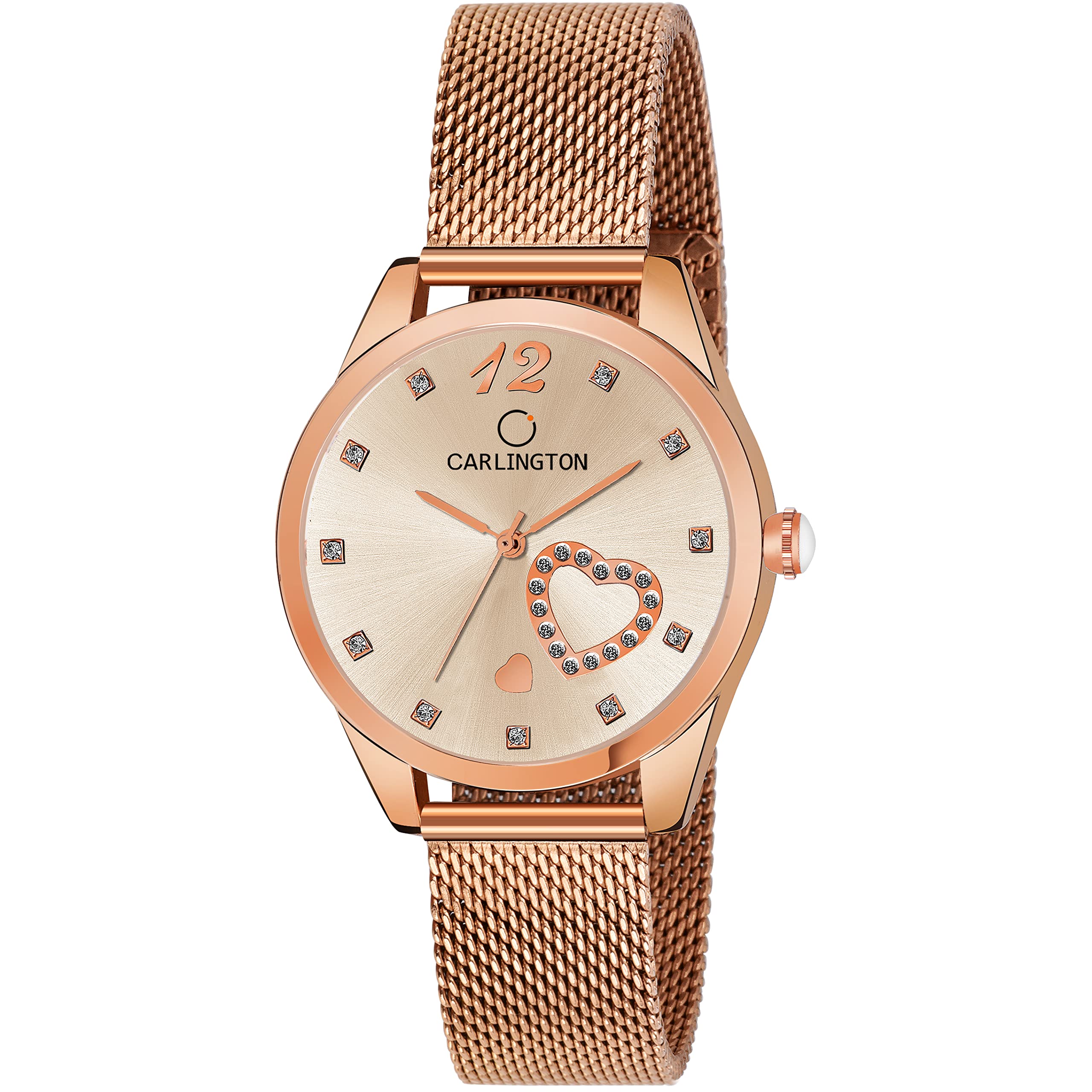 Carlington Women Analog Ladies Wrist Watch With Mesh Strap - Ct 2006 Black Dial, Band Color-Rose Gold (B09LQ4XKNV) Amazon Price History, Amazon Price Tracker