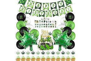 Green-Themed Birthday Party Supplies (85-Pack) | Pot Leaf Decorations for Adults