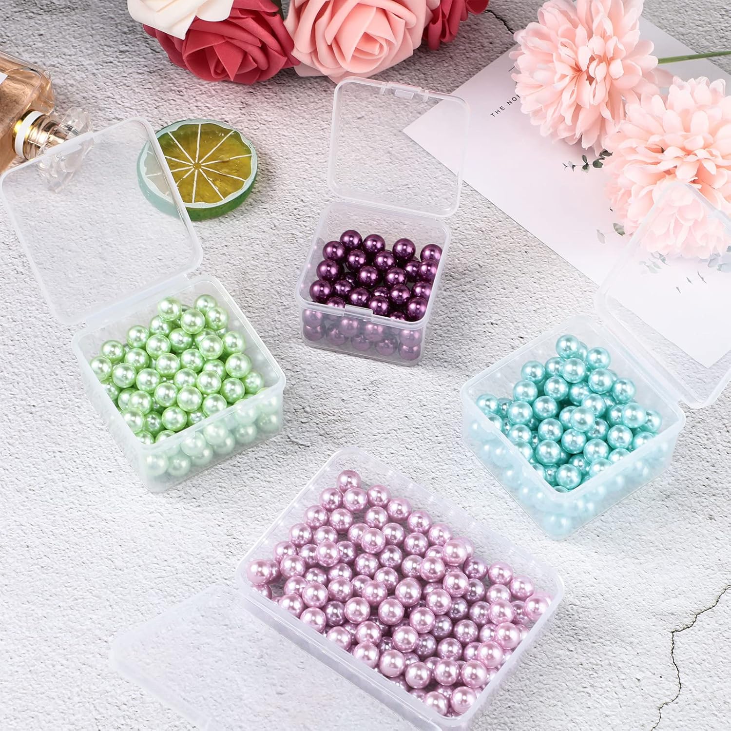 Jetec 36 Pack Clear Small Plastic Container Box Beads Organizer Boxes with Hinged Lid Square Transparent Storage Case for Small Items, Jewelry, Craft, DIY, Nail(2.5 x 2.5 x 1.5 Inches)