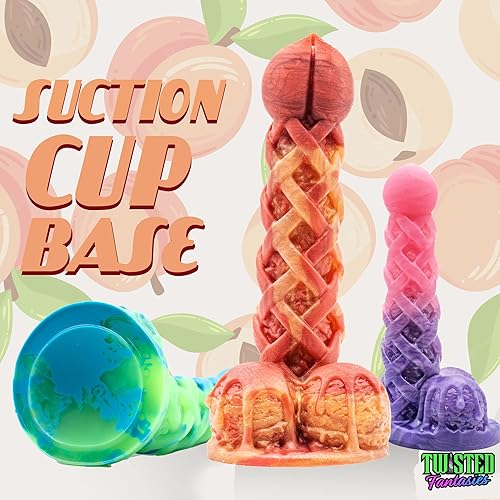 Miniatura 5 de Peach Pie A La Mode - Consolador con ventosa, rosa coralnaranja tigre, hecho a mano en los Estados Unidos (estándar)