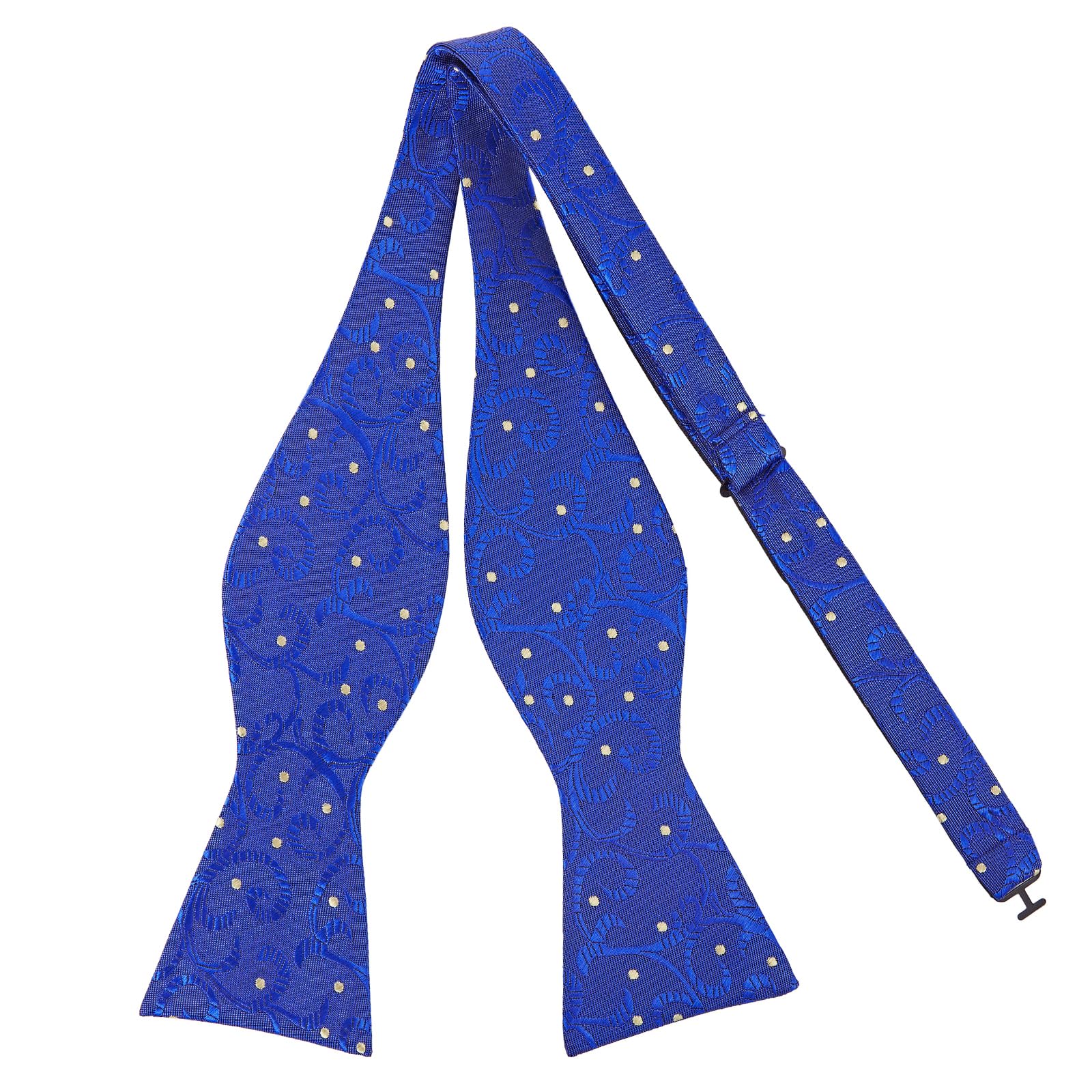 PenSee Mens Self Bow Tie Polka Dots Woven Silk Bow Ties, 101-blue, Medium