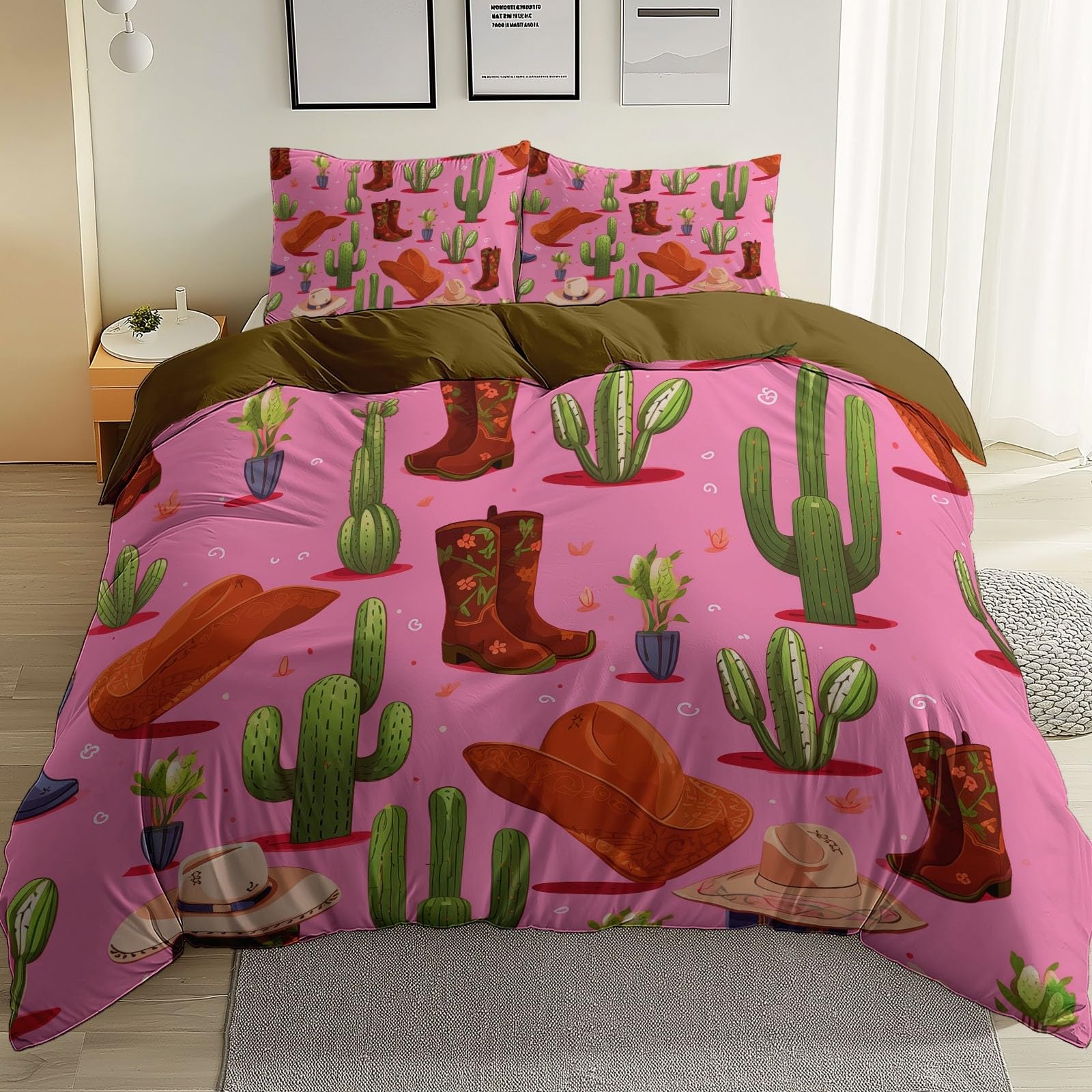Parure de lit cactus cowboy pour s'évader dans une chambre d'adulte ou d'enfant avec grand lit