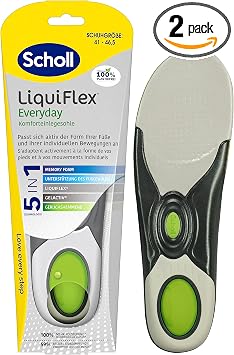 Scholl LiquiFlex Everyday L Comfort Insoles, More Memory Foam and Arch Support, Pack of 2
