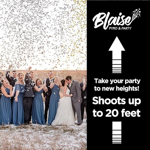Miniatura 9 de BLAISE PYRO & PARTY Paquete de 6 cañones de confeti blanco, paquete de estallidos de fiesta, cañones de 18 pulgadas libres de humo y fáciles de